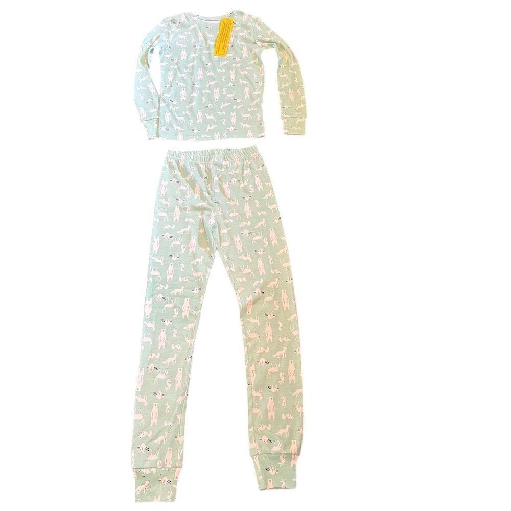 Amazon Essentials Girls' Animal Print Pajama Set Size 10 Mint Green